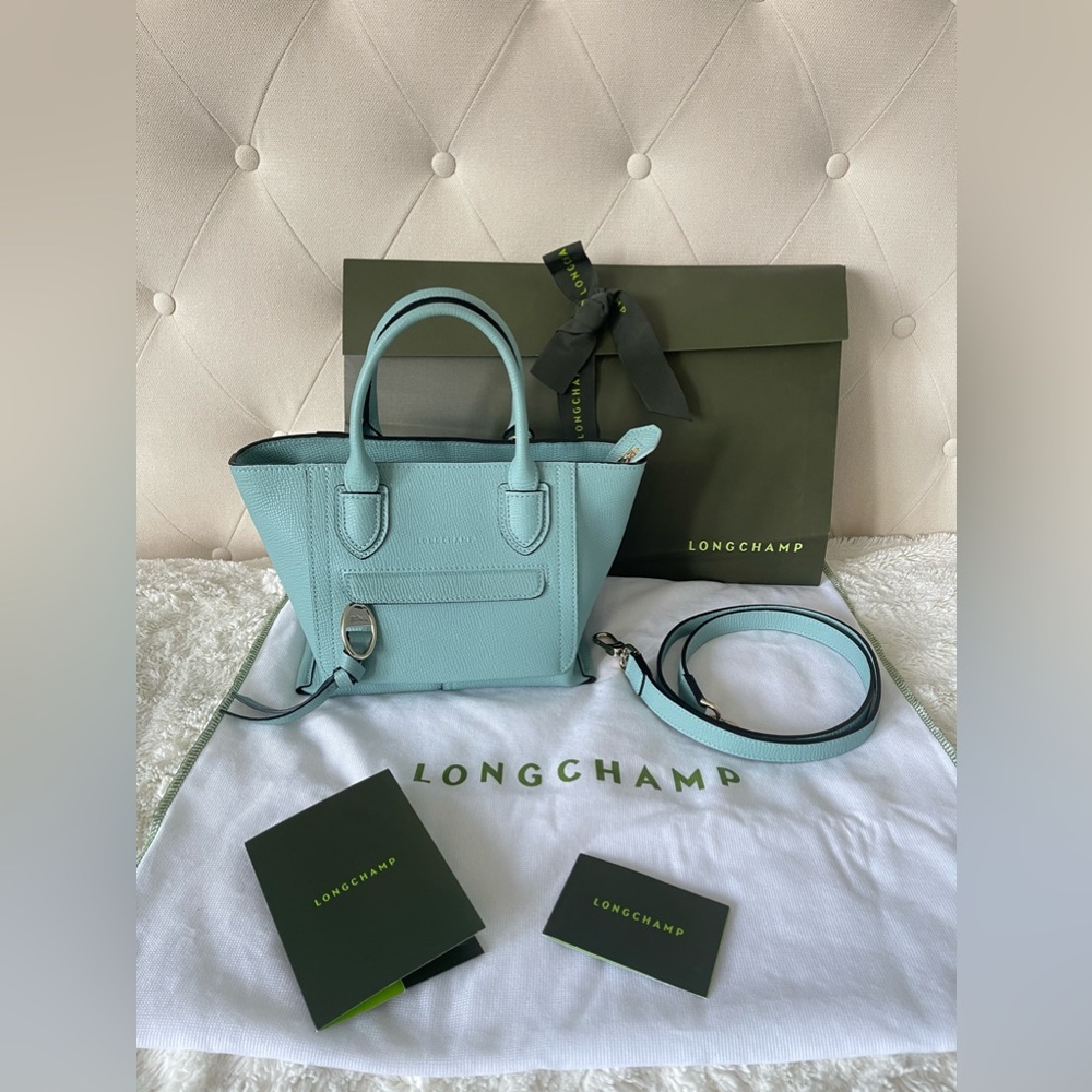 BRAND NEW!! Longchamp Mailbox Top Handle Leather Bag (Small) in Baby Blue Colour